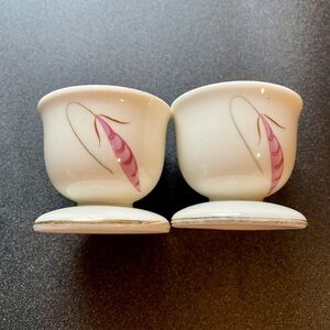 2 Eschenbach Bavaria White Porcelain Egg Cups Meadow Flowers